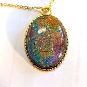 Opal Lucite Cabochon Necklace